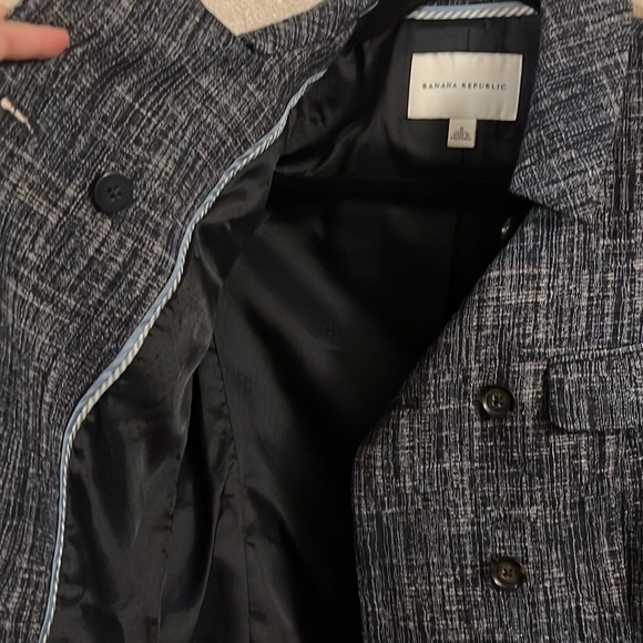 Banana Republic Blue Indigo Tweed Style Mini Pea Coat Blazer 0 - Picture 10 of 14